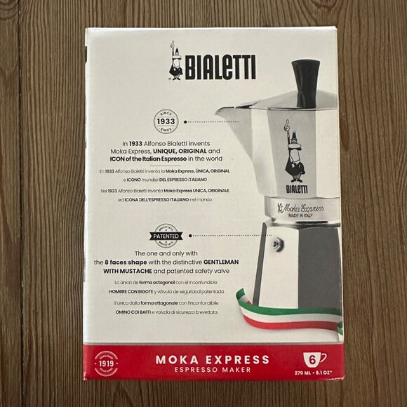 Bialetti Moka Express Espresso Maker Italy Made Aluminium 6 Cup Wedding Gift NEW - Picture 6 of 6